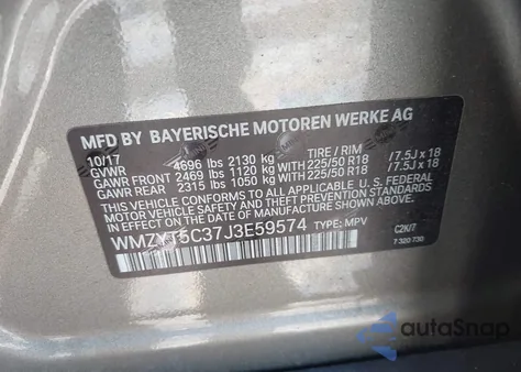 2018 Mini Countryman Cooper S z USA, uszkodzony, nr VIN WMZYT5C37J3E59574